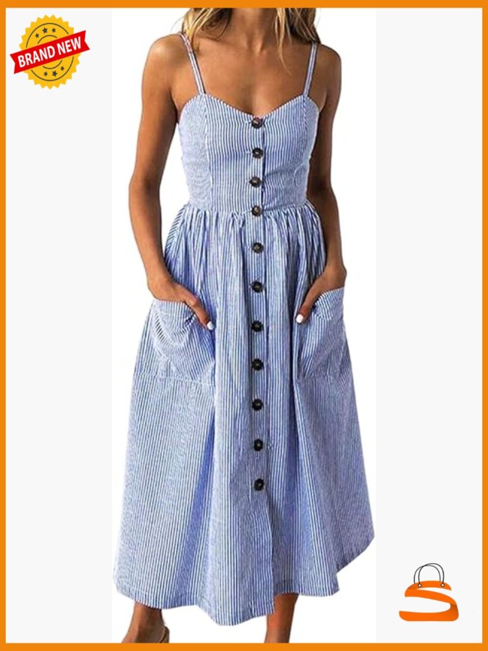 Women's Casual Sleeveless Backless A-Line Midi Dress